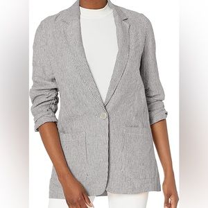Max Studio Linen Blend Striped Blazer Size M